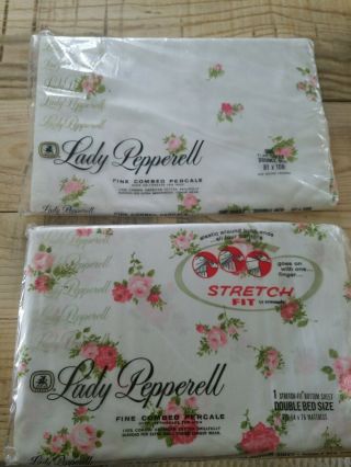 Vintage Lady Pepperell Rose Pink Floral Sheet Set Roses 100 American Cotton
