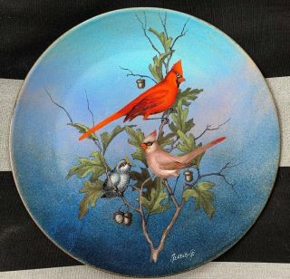 Signed Serge Nekrassoff " Cardinal " Hand Painted Enamel On Copper Plate 11 3/8 "