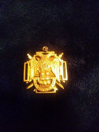 10k Gold Victorian Fob - Masonic Templar / 32nd Degree - 1 1/4 Inches 19.  7 Grams