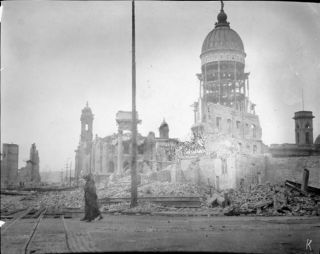 Ruins Of San Francisco City Hall - 1906 Earthquake & Fire - 4x5 Film Negative