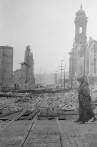 RUINS of SAN FRANCISCO CITY HALL - 1906 Earthquake & Fire - 4x5 Film Negative 3