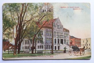 30c Old Postcard Warren County Court House,  Monmouth,  Illinois