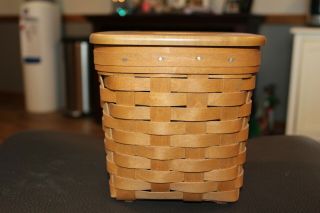 Longaberger Tall Tissue Basket With Woodcrafts Lid Handwoven In The Usa Euc