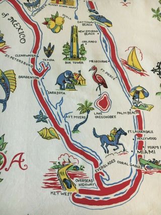 Vintage Souvenir Florida Tablecloth Pre Disney 2