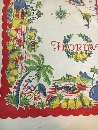 Vintage Souvenir Florida Tablecloth Pre Disney 4