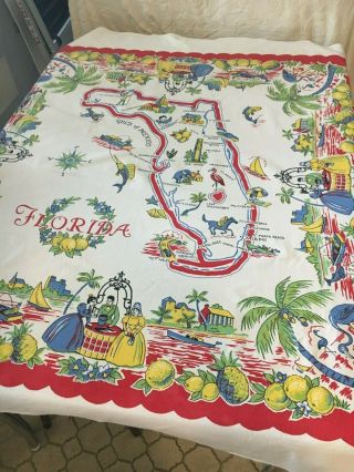 Vintage Souvenir Florida Tablecloth Pre Disney 7