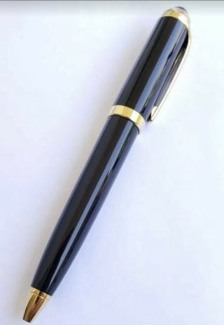 Cartier Roadster Ball Point Pen With Gold Plated Trim And Blue Cabochon Low $$ 2