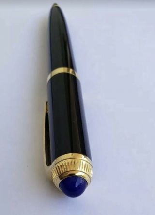 Cartier Roadster Ball Point Pen With Gold Plated Trim And Blue Cabochon Low $$ 3