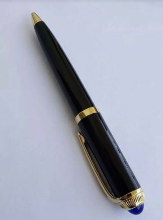 Cartier Roadster Ball Point Pen With Gold Plated Trim And Blue Cabochon Low $$ 4