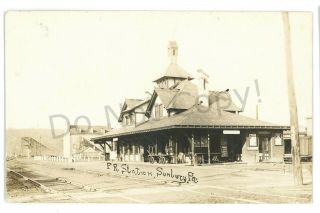 Rppc P&r Reading Railroad Station Depot Sunbury Pa Real Photo Postcard