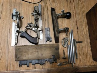 Stanley No.  45 Combination Plane In Orig.  Wooden Box,  Cam Stop,  Box Of Cutters