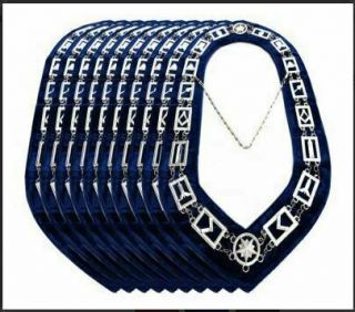 Silver Masonic Regalia Master Mason Blue Lodge Silver Metal 12 Chain Collar