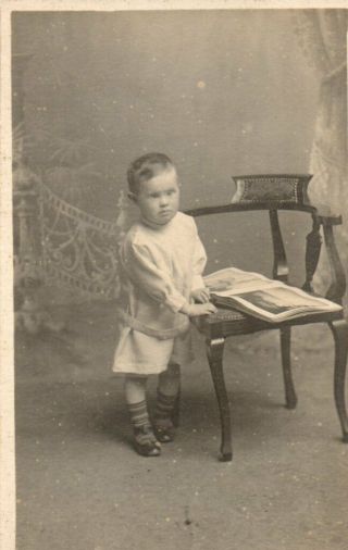 Vintage Photograph: Little Downs Syndrome Boy Belper Derbyshire Studio