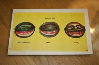 Black Americana Evolution Watermelon Into A Coon Man Postcard Metamorphic 977