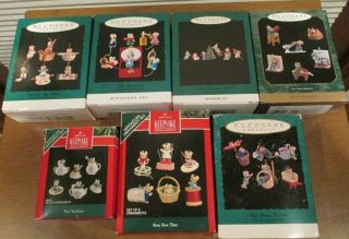 Hallmark Tiny Mice Miniature Ornaments Complete 7 Set Series 1991 - 1997
