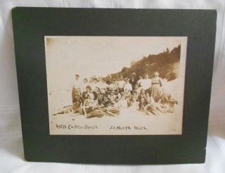 1907 West Casco Beach So.  Haven Mich Mi Cabinet Card Photo Bathing Swim Suits