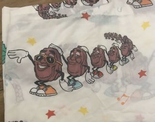 Vintage California Raisins 1988 Bed Sheets Full/ Queen Fitted And Flat Sheet 3