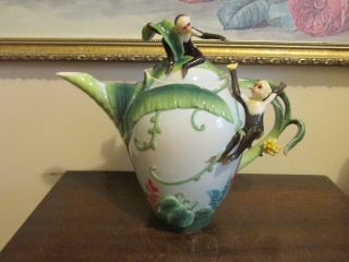 Franz Porcelain Fz02006e Teapot Monkey Floral