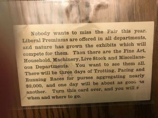 Larimer County fair Fort Collins Colorado 1889 Postcard Sized Trade Card 3