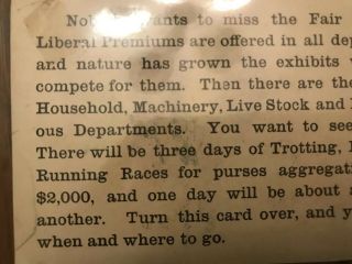 Larimer County fair Fort Collins Colorado 1889 Postcard Sized Trade Card 6