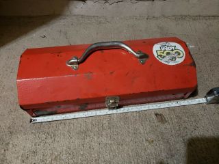Vintage Old School Red Metal Small Tool Box
