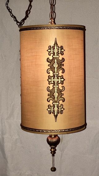 Large 1960’s Retro Mcm Hollywood Regency Swag Lamp Hanging Light Fixture