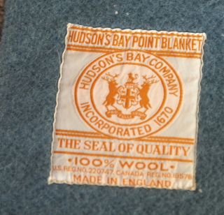 Vintage Hudson Bay Trading Company 4 Point Wool Blanket Blue