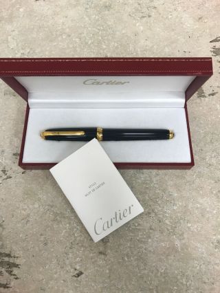 Cartier Fountain Pen Godrons Pattern Solid Gold 18 Kt Gold Nib Gorgeous Box,  Etc