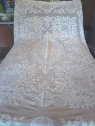 Fabulous Vintage White French Alencon Lace Tablecloth