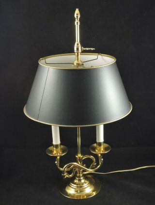 Baldwin Brass Serpentine Bouillotte Table Lamp W/ French Horns And Shad