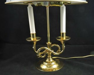 BALDWIN Brass Serpentine Bouillotte Table Lamp w/ French Horns and Shad 2