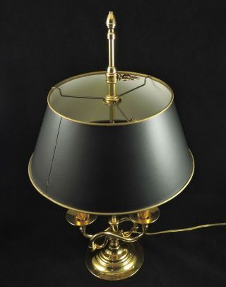 BALDWIN Brass Serpentine Bouillotte Table Lamp w/ French Horns and Shad 3