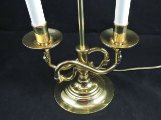BALDWIN Brass Serpentine Bouillotte Table Lamp w/ French Horns and Shad 4