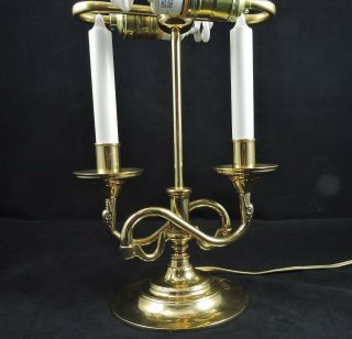 BALDWIN Brass Serpentine Bouillotte Table Lamp w/ French Horns and Shad 5