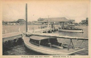1926 Boats At Public Dock & Bay Front Seaside Park Nj Post Card