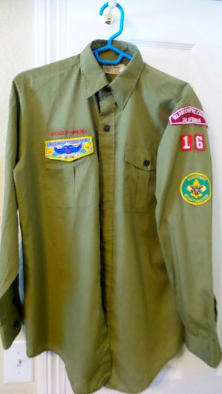 Boy Scout - Vintage Uniform Shirt With Inland Empire,  Ca Patches - Check It Out