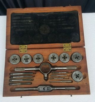 Rare Wells Brothers " Little Giant " Tap & Die Tool Set,  Greenfield,  Adjustable