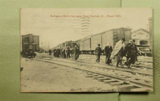 Dr Who 1913 Dayton Oh Refugees Hurrying Away From Flood Postcard E25600