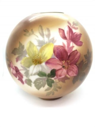 Antique Victorian Gone With The Wind Hand Painted Oil Lamp Ball Shade Globe