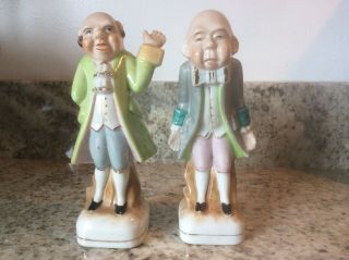 2 - Made In Occupied Japan Porcelain Colonial Figurines Old Man Older Fellow