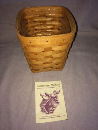 1993 Longaberger Small Spoon Basket With Plastic Protector