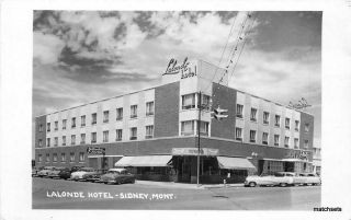 1958 Lalonde Hotel Sidney Montana Autos Real Photo Postcard 11471