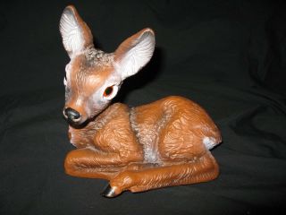 Vintage Zeho West Germany Plastic Deer Fawn Figurine – No T1861 – 8.  5” Long