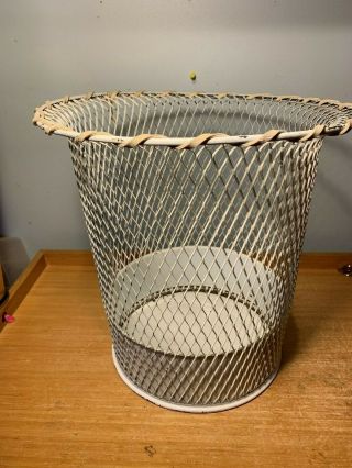 Antique Industrial Wire Mesh Paper Waste Basket Trash Can Nemco Factory Office