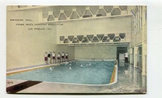 Vintage Postcard Los Angeles Ca Ymca Swimming Pool Lifeguards 1920s