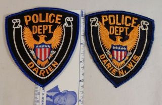 Two Darien Wisconsin Vintage Police Patches Variations One One