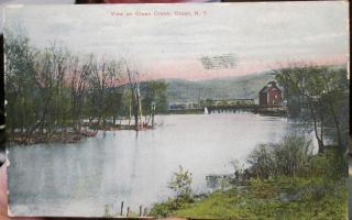 1910 View On Olean Creek At Olean York Ny Postcard View