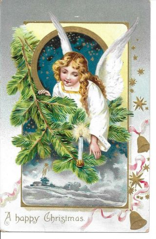 Angel Christmas Postcard Undivided Back