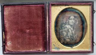 Daguerreotype Photo Of Woman In Leather Case
