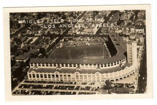 Baseball Stadium Postcard Wrigley Field Los Angeles,  Ca Angels Pcl C.  1940s Rppc
